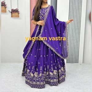 Purple Embroidered Lehenga Choli Navratri Choli Party Wear Indian Wedding Dress